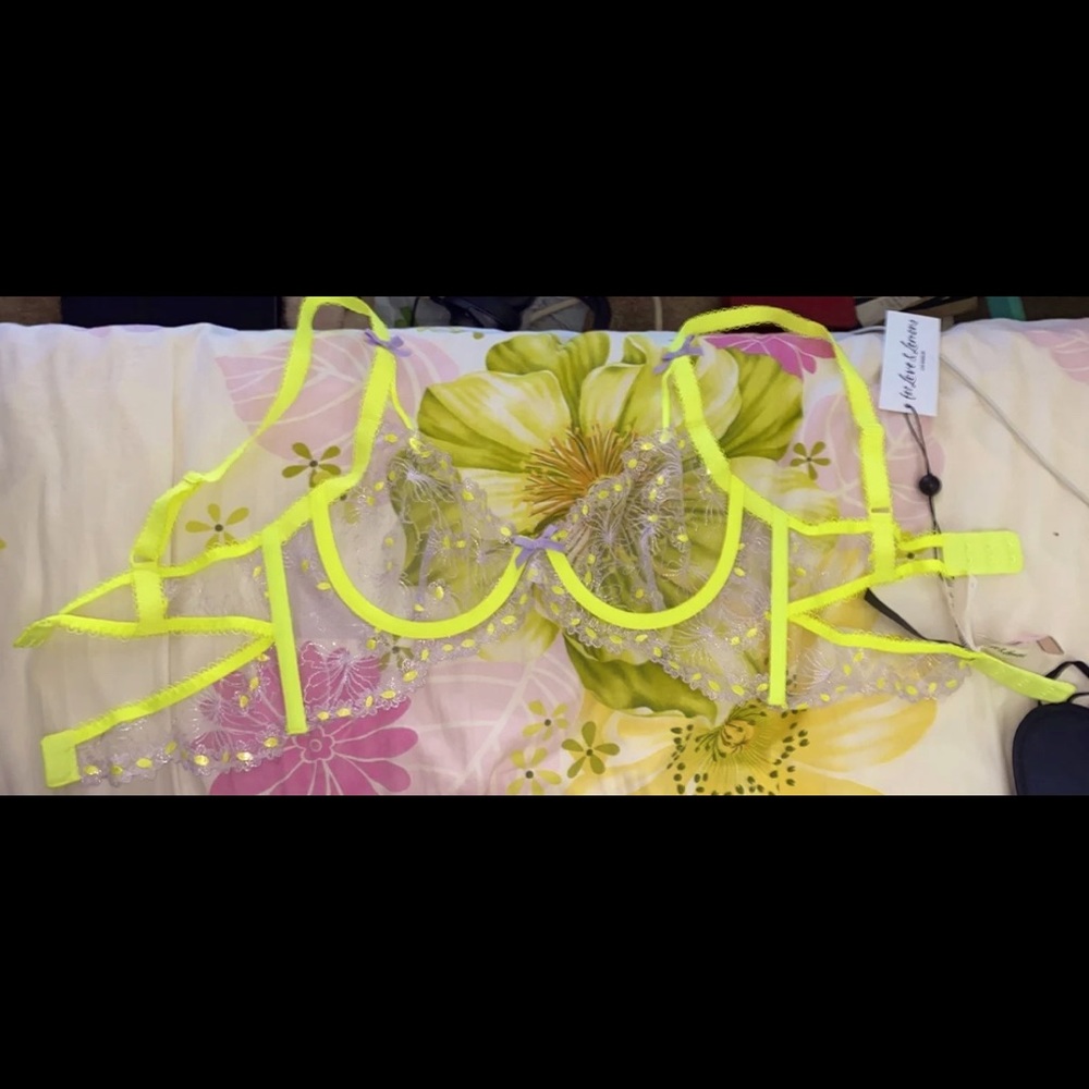 For love and lemons neon yellow unlined bra